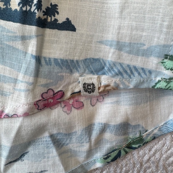 NWT Chaps Men's Short Sleeve Chambray Button Down Shirt Tropical Hawaiian Sz XL - Picture 10 of 11